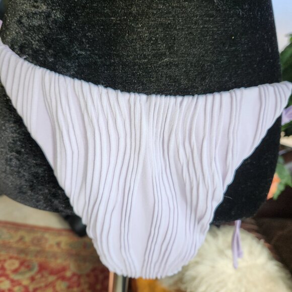 BRAND NEW! Shirred Ribbed Bikini Tie Bikini Set, Lilac Purple XL - Picture 3 of 12